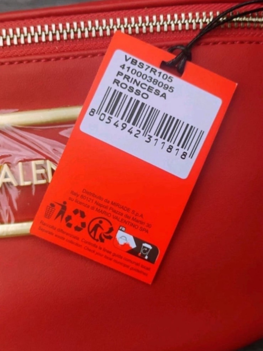 Mario Valentino Princesa Rosso Red Belt Bag Gold Accents - Picture 3 of 8